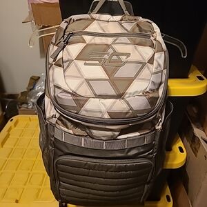 LOGO by Lori Goldstein Men's Geometric Pattern Backpack in Beige and Brown